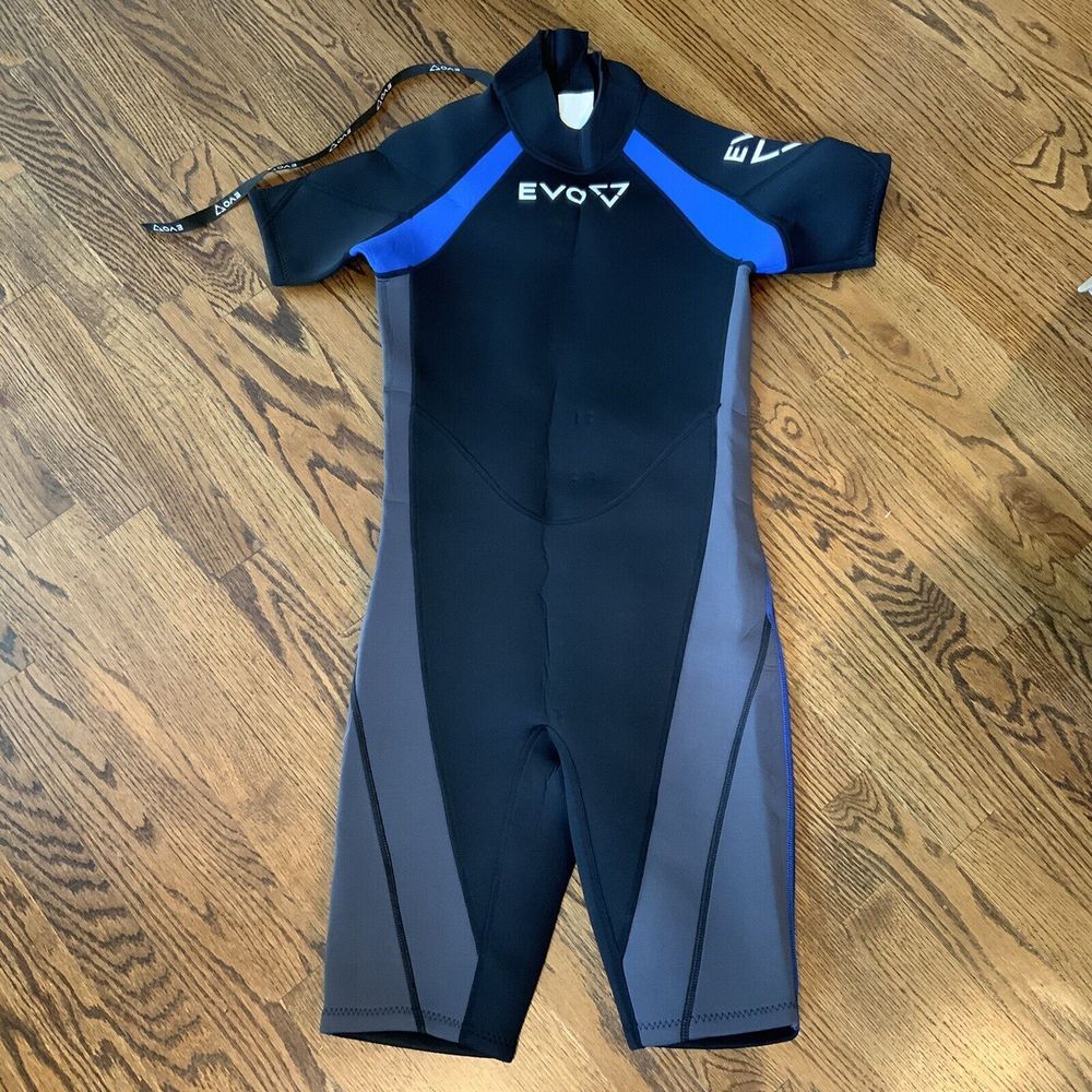 EVO 3mm Shorty Wetsuit Mens Small Black Back Closure EUC